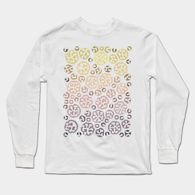 Stencil Flowers Purple Pink Green Long Sleeve T-Shirt by FAROSSTUDIO